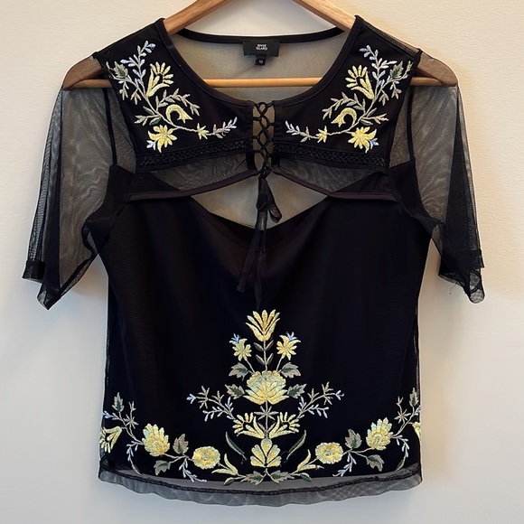 River Island Embroidered Mesh Top - Picture 5 of 6